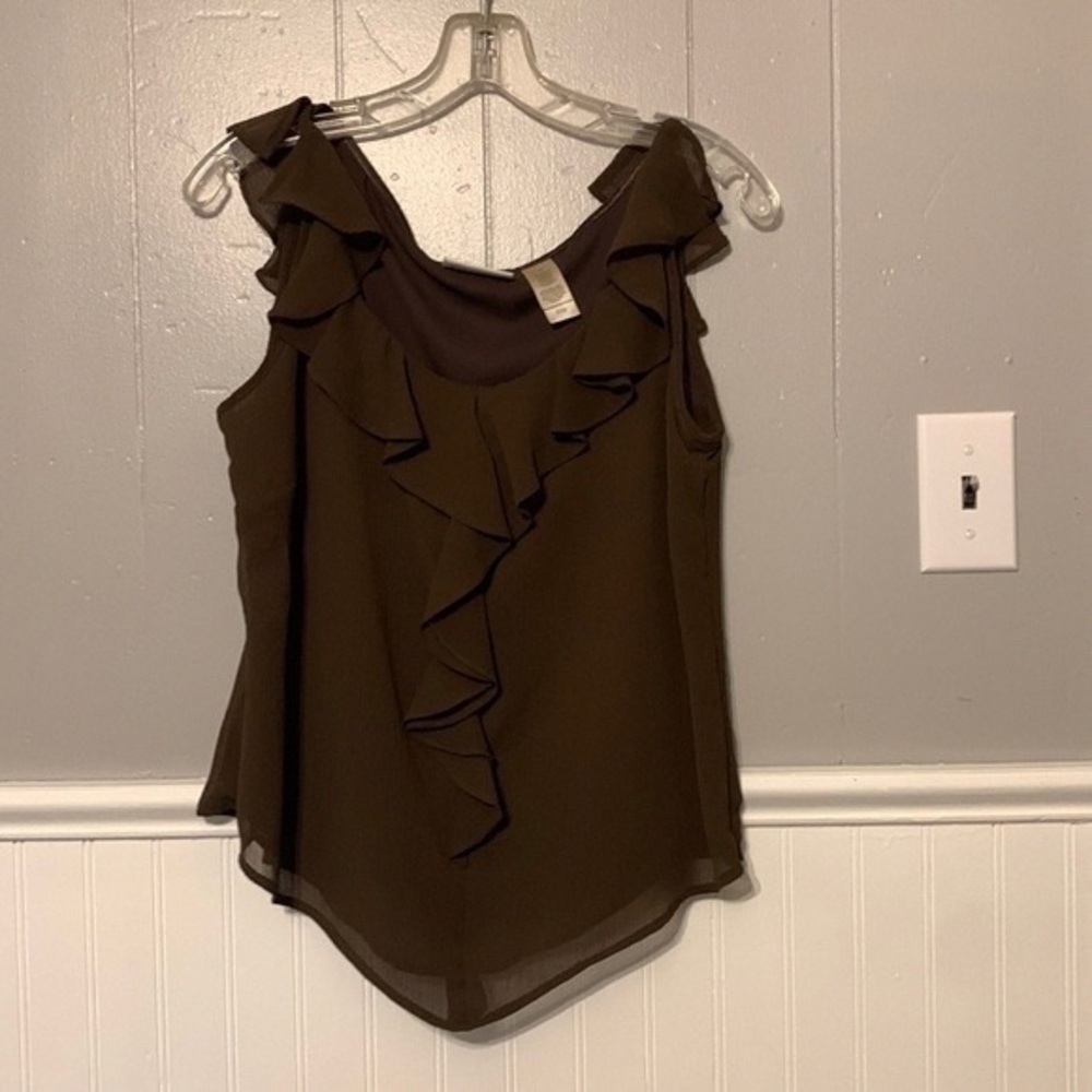 Liz Claiborne Brown Ruffle Front Sleeveless Camisole